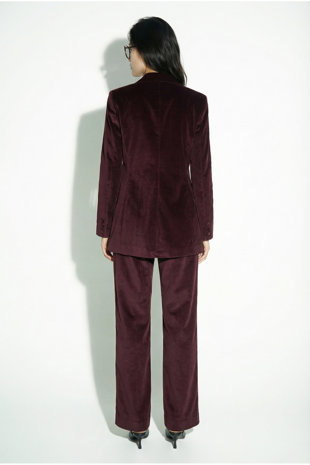 Chocolate-colored velvet Yves tuxedo blazer, made in Italy
