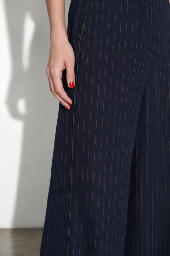 Charlie Maura-broek in marineblauw, gemaakt in Italië