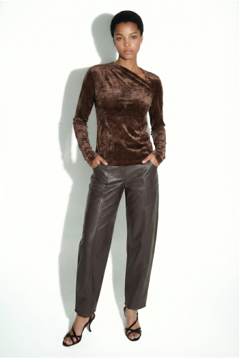 Blouse Lyra velvet Alvaere chocolat fabriqué en Italie