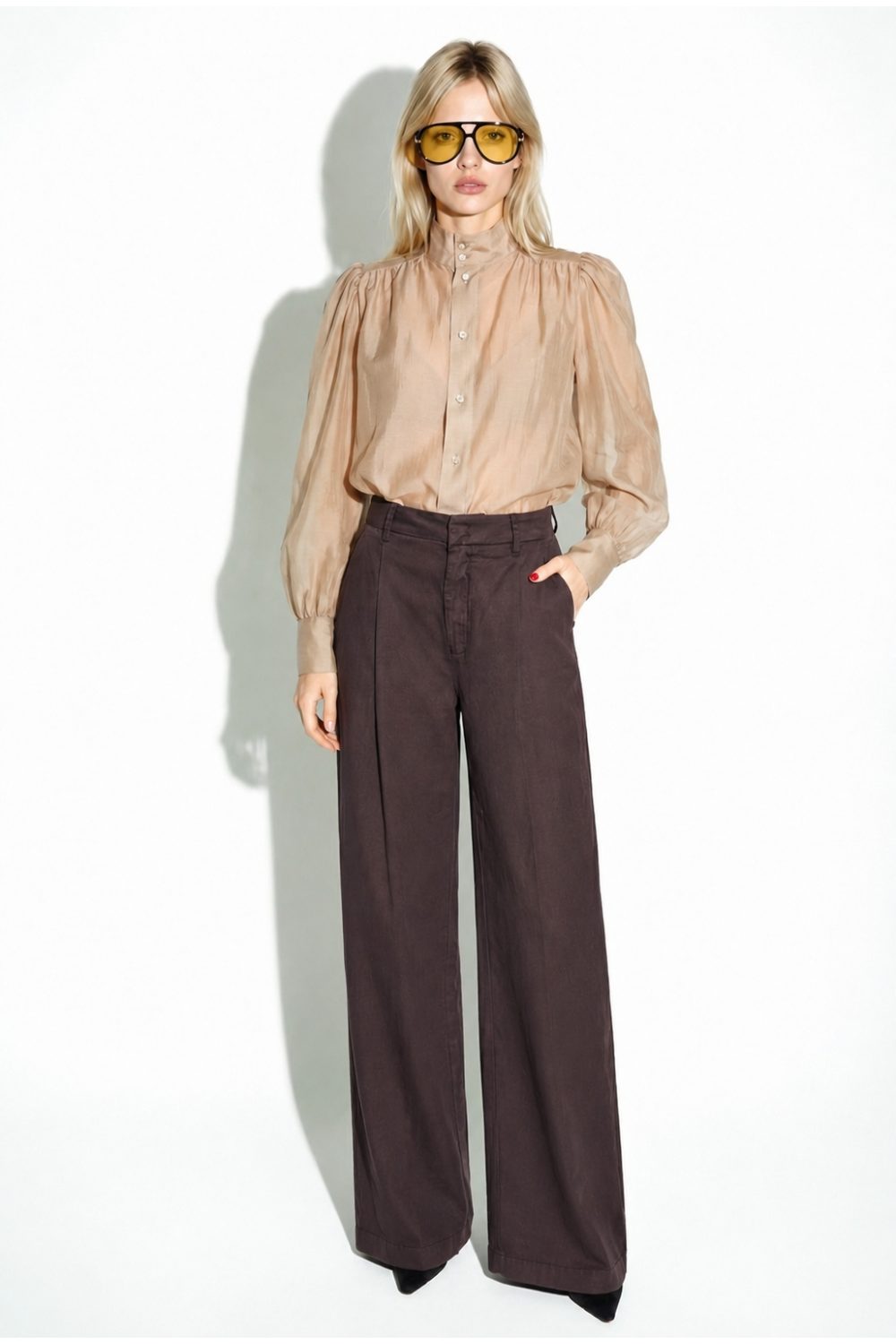 Chemise Anais voile beige fabriquée en Italie