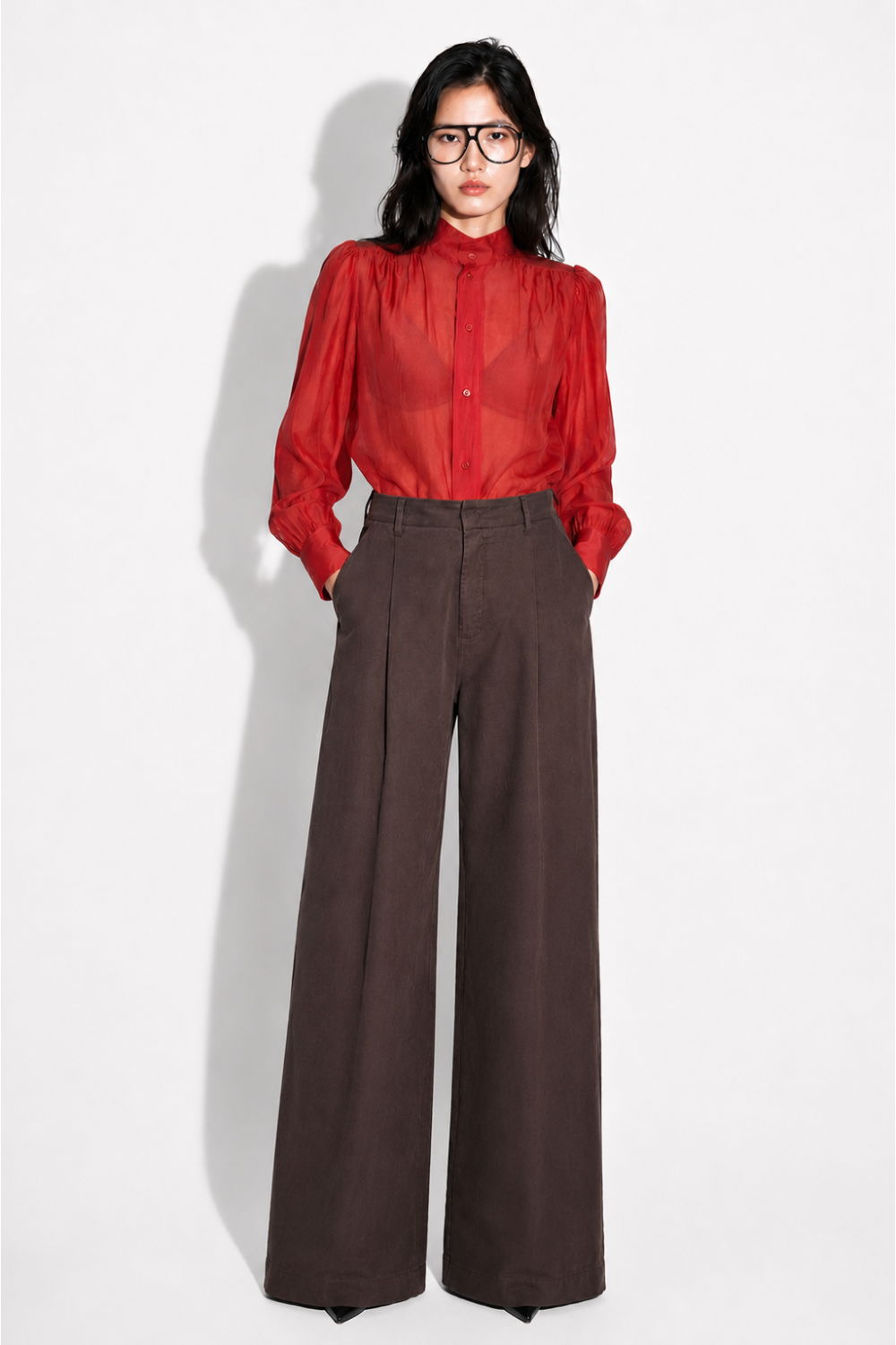 Anais red voile shirt made in Italy