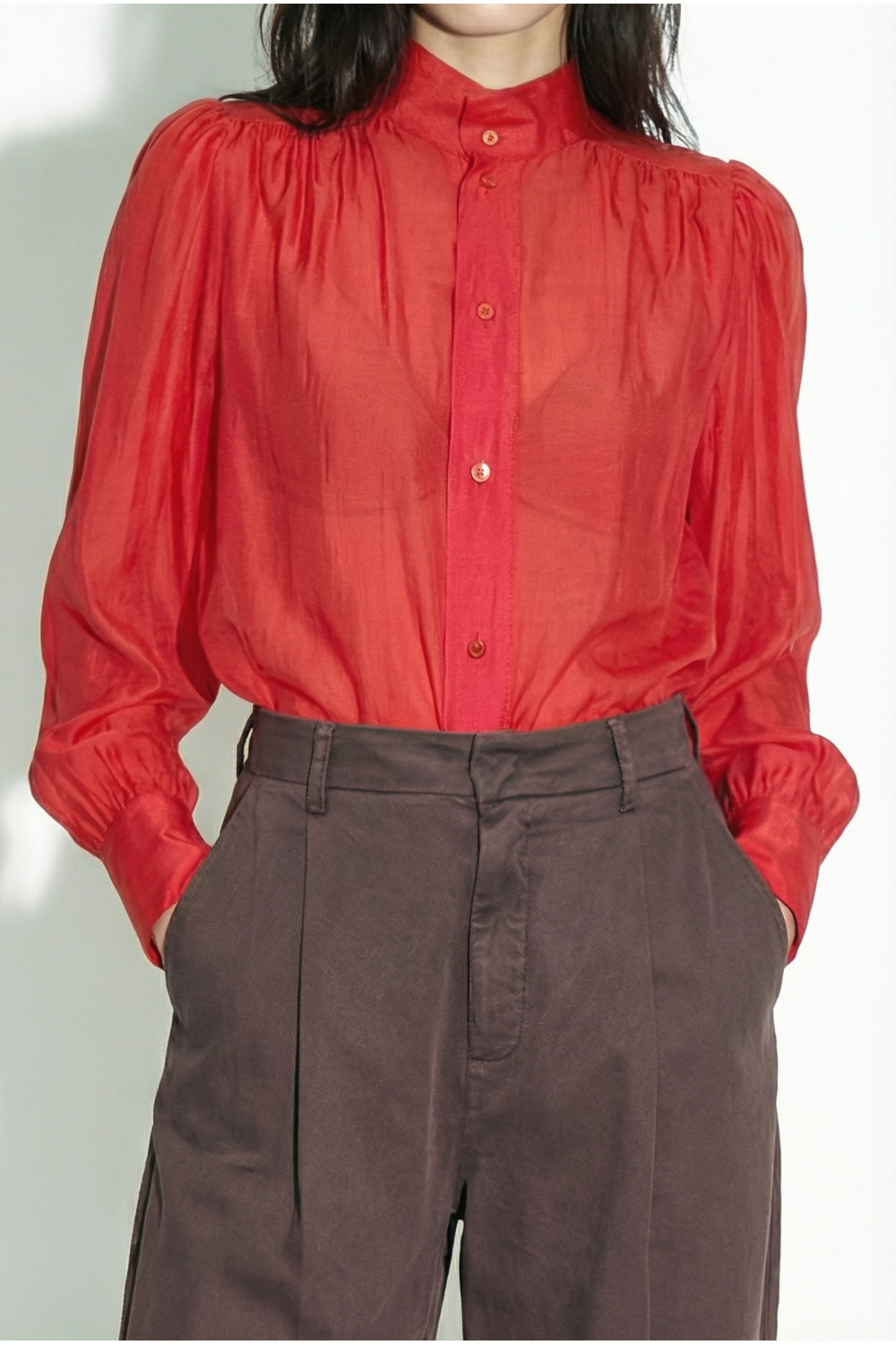 Anais red voile shirt made in Italy