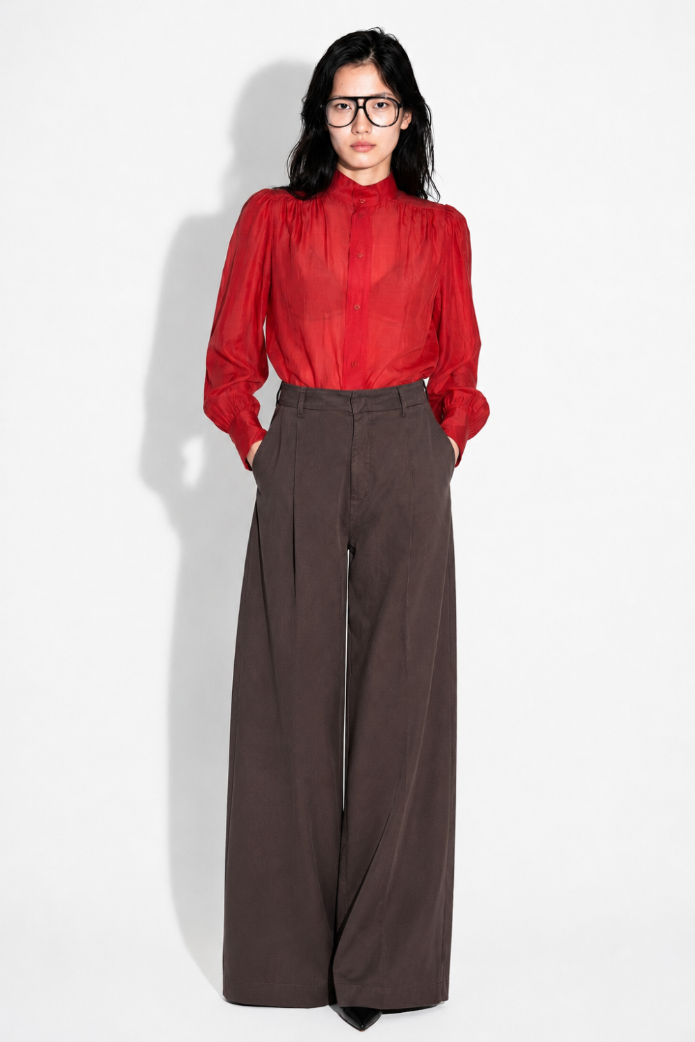 Anais red voile shirt made in Italy
