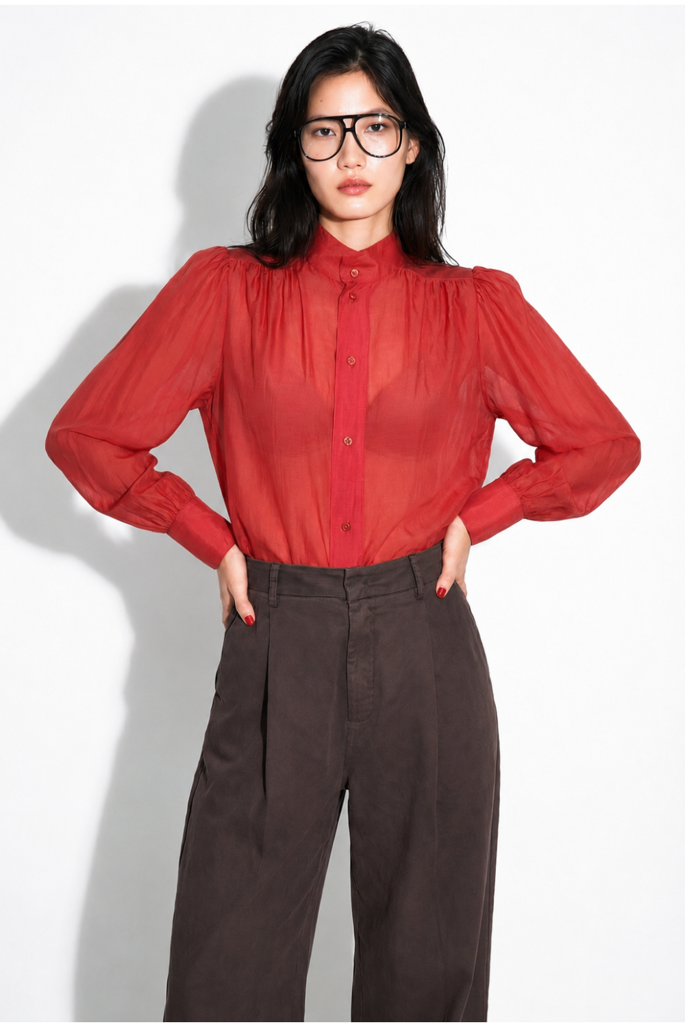 Anais red voile shirt made in Italy
