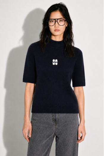 Maille Tia col montant Navy fabriqué en Italie
