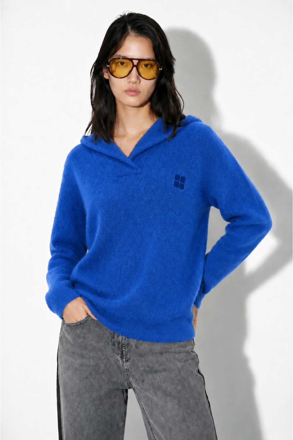 Maille capuche Nola bleu royal fabriquée en Italie