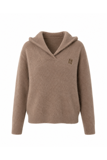 Nola-sweater met capuchon in kaki, gemaakt in Italië