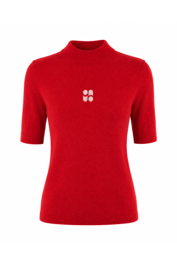 Maille Tia col montant rouge fabriqué en Italie